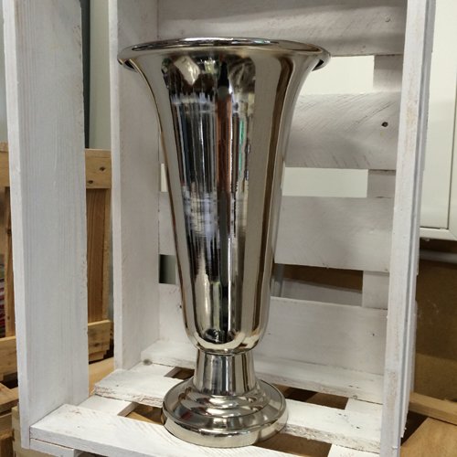 Vase auf Fuß Aluminium vernickelt silber - 4