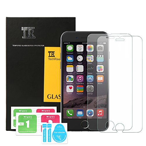 iPhone 6S Screen Protector,TechRise 2-Pack [3D Touch Compatible] iPhone 6S 6 Ultra-Clear Premium Tempered Glass Screen Protector Film with 9H Hardness and Easy Bubble-Free Installation