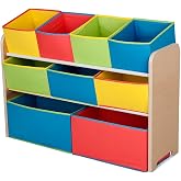 Delta Children Toy Organizer with Storage Bins, Wooden ...