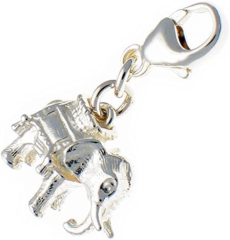 Sterling 925 Silver Elephant With Howdah Clip On Charm Pendant WBC1479