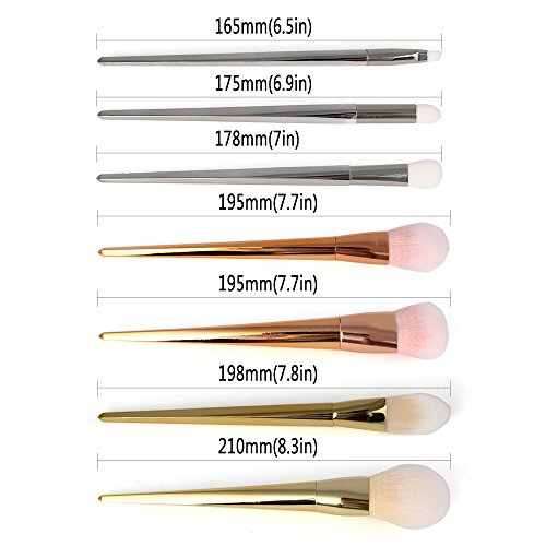 7 Stück Make-Up Pinsel Professionelle Kosmetik Pinsel Set für Bürsten Foundation Lidschatten Eyeliner Lippen (7) - 4