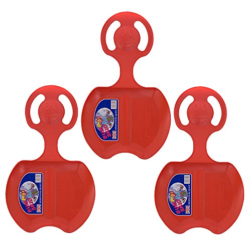 SledgePack of 3 Plastic Snow Skimmer Bump Sled All Red