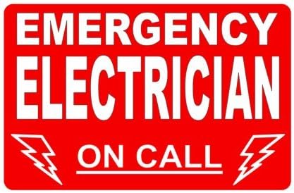 EMERGENCY ELECTRICIAN ON CALL DASHCARD DASH CARD POWER Cable Trip Fuse Strip Lights Cable Board Plug Fuse Box nic eic (RED)
