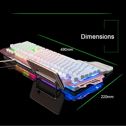 Normia Rita 104 klicken Mechanische Spiel Tastatur, Hintergrundbeleuchtungs RGB LED, Schalter MX RGB, Mechanical-ähnliche Typing Experience,Selbst mit Handyhalter – Roségold - 6