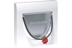 PetSafe Katzenklappe Staywell Klassik, 4 manuelle Verschlussoptionen, Für Haustiere bis 7 kg, Weiß, Maße 22.3x22.3 cm (1er Pack)