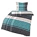 Produktbild IDO Fein Biber Bettwäsche 2tlg. Schwarz Türkis 47847-218 Bettwäsche Bettbezug 80x80 cm / 135x200 cm