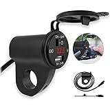 GOURIXIN Motorrad Handy Ladegerät mit Voltmeter und Sicherung, Wasserdicht Motorrad USB Steckdose LadegeräT Mit Schalter, ver