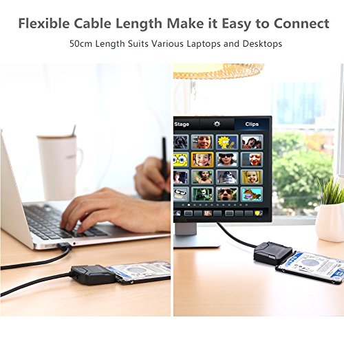 USB 3.0 to SATA Converter External Hard Driver Adapter Hub for 2.5″ SSD/HDD Drives High Speed Power Cable Up to 5Gbps Support Drivers with A Capacity More Than 2TB - 3