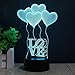 Produktbild 3D Illusion Geburtstag Nachtlicht, 7 Farben ändern Touch LED Lampe für Kinder Geburtstagsgeschenk (4 Liebe)