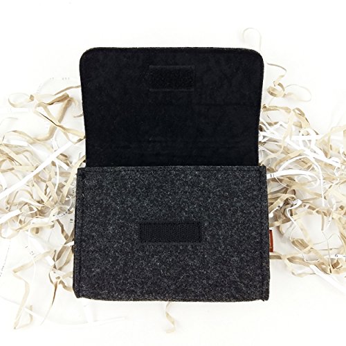 Täschchen Mini Hülle Tasche aus Filz für Zubehör und Accessoires (Netzteil, PC Maus, E-Zigarette, Kosmetik) Schwarz meliert - 5