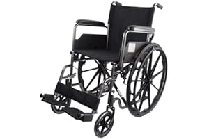 Mobiclinic, Fauteuil roulant pliable, S220, Roulettes à dégagement rapide avec bouton, Marque européenne, Siège 46cm, Reposepieds pliants, Accoudoirs pliables, Poignée de frein, Résistant, Noir