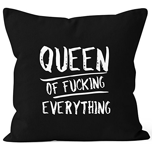 Kissenbezug Queen of Fucking Everything Deko-Kissen 40x40 Baumwolle MoonWorks® schwarz
