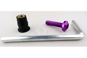 ‎BANGLA 10er Set eloxierte Motorrad Aluminium Schrauben Innensechskant Linsenkopf mit Gummi violett mit Unterlegscheiben und gummigelagerte Kontermutter M6 x 15