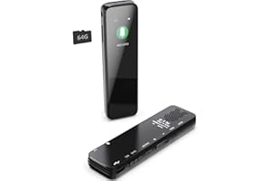 BliMySwe 64GB Diktiergerät Mini mit Wiedergabe, Aufnahmegerät mit Mikrofon, Digitaler Sprachrekorder mit Rauschunterdrückung, HD-Aufnahme, Sprachgesteuertes Aufnahmegerät Diktiergeräte Sound