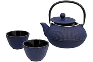 NOVASTYL - Théière en Fonte Bleue Sapporo - 0,6L - Avec ses 2 tasses - 7321630