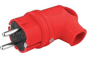 PREIS-ZONE Spina Schuko con manico 16 A, 230 V, spina Schuko in gomma, colore rosso