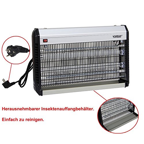Yorbay elektrischer UV Insektenlampe,GS geprüft, mit Insektenauffangbehälter für Innen und Außen(nicht wasserdicht) (39x32x9cm, 2x10W) - 3