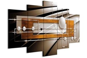 Cuadros B&D XXL - Cuadro en Lienzo Abstracto 5 piezas Impresión en Material Tejido no Tejido Impresión Artística Imagen Gráfica Decoracion de Pared