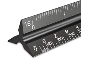 Rena Chris Architectural Imperial Scale Ruler: 30cm Ruler, Aluminum Architect Scale,Laser Etched Triangle Scale Ruler, Scale Ruler for Blueprint, Drafting Ruler, Metal Scale Ruler, Architecture Ruler