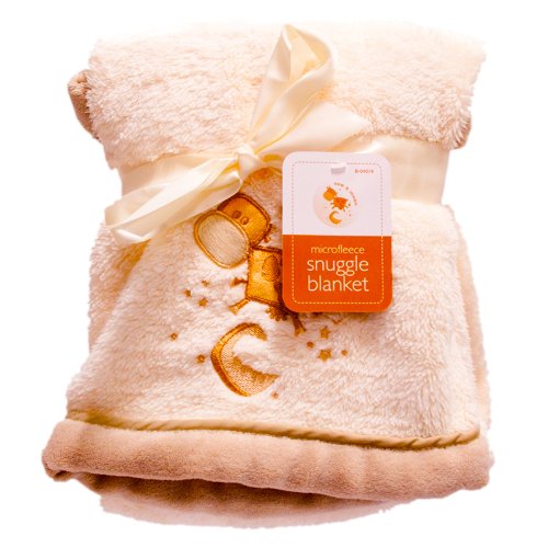 LazyFrog® Cow and Moon Boys Girls Soft Embossed Fleece Baby Blanket Pram Crib Cot Basket Bed Pink Blue Yellow (Cow and Moon Snuggle)