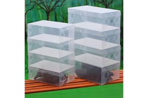 DRAGONAUR-HOME DECOR Dragonaur - Juego de 10 cajas plegables de plástico transparente para almacenamiento de zapatos, transparentes y apilables, contenedores de ahorro de espacio, color aleatorio