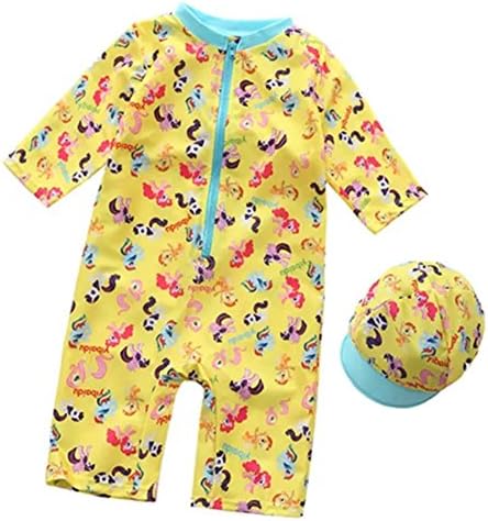 Zerci Baby Girls Boys Rash Guard Long Sleeve Swimming Costume With Swim Cap