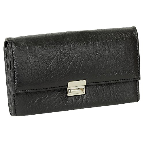 Ledershop24 - Conveniente Borsello da cameriere Portafoglio da tassista, Borsellino da cameriere Service Portamonete Nero con triplice posizione di chiusura in Vera Pelle