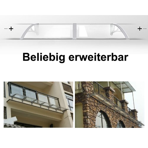 Songmics 125 x 75 cm Vordach Überdachung Transparentes 3 mm GVH128 - 2