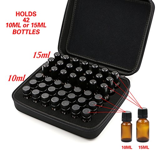 btsky 42 Flaschen Langlebig und wasserdicht Hard Shell EVA-ätherischen Ölen Griff Tragetasche Nagellack-Aufbewahrungsbox Schaumstoffeinlage Organizer schwarz - 6