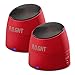 Produktbild R.O.GNT Portable Wired MP3 Twin Capsule Lautsprecher für mobile Geräte, Smartphone, iPhone und Tablet, Laptop, Notebook (Wired, Twin Capsules) (Rot)