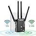 Produktbild Wavlink Wifi Range Extender Repeater AC1200 Wireless Router Dual Band (2.4GHz 300Mbps + 5GHz 867Mbps) WLAN AccessPoint WiFi Hotspot Signal Verstärker mit 4 x Flexible Externe Antennen, 2 x Gigabit Port, WPS Sicherheit, LED Indikator - Schwarz