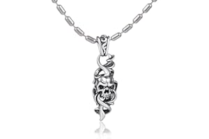 DonDon, collana da uomo in acciaio inox, lunghezza 55 cm, con ciondolo a forma di teschio in acciaio inox, con pietra nera, sacchetto di velluto nero incluso, acciaio inossidabile, zirconia cubica,