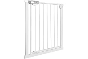 UISEBRT Auto-Close Baby Safety Gate No Drilling Stair Gate for Children 75-85 cm Wide Metal Grille White