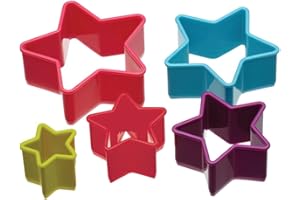 Colourworks CWCUTSTAR KitchenCraft Set of 5 Plastic Star Shaped Cookie Cutters