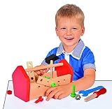 Heros 100028103 – Werkzeugkasten, 30-teilig – 11x22x12cm, inklusive Werkzeug, Schrauben und Bauelementen – Kompatibel mit HEROS Constructor – Buchenholz – Made in Germany - 2