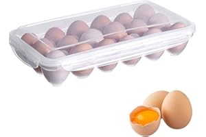 YANJINGHE 18 Griglia Porta Uova da Frigo, Contenitore per Uova, Porta Uova Plastica Trasparente, Contenitore per Uova in Plastica, Portauova Impilabile con Coperchio per Cucina di Casa, Frigorifero, Trasparente