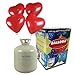 Produktbild Helium - Marken Ballongas PASAMO inklusive 30 rote Herz Ballons und Ballonband - 0,25 m³ Einwegflasche z.B. für ca 30 Luftballons als witziger Partyspaß - Partyzubehör - Flasche reicht für viele Ballons !
