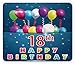 Produktbild WYICPLO 18th Birthday Mouse Pad, Party Time with Colorful Flying Balloons on Star Like Backdrop Happiness, Standard Size Rectangle Non-Slip Rubber Mousepad, Blue and White