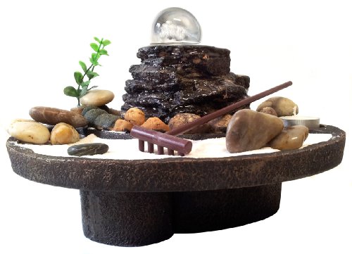 Zimmerbrunnen Feng Shui in Polyresin mit Zen-Garten - 4