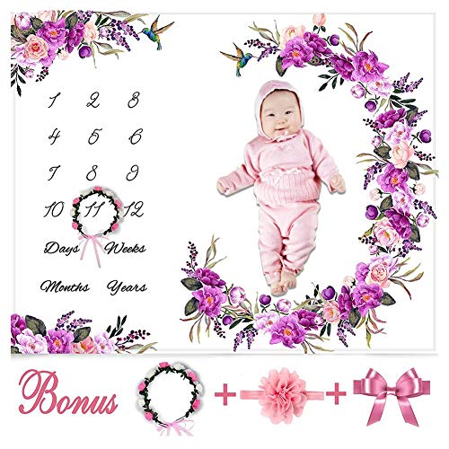 Ecisi Super Soft Baby Coperta Milestone mensile, Premium Flanella BPA-Free Personalizzato Fotografia Coperte Coperte Bambino Mensola Coperta Doccia per Neonati Doccia Regali