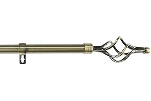 MERCURY TEXTIL-Barra Sencilla Forja Universal Extensible,Barra de Cortinas Decorativa Extensible de Acero (Dorado, 120-210cm Trenza Acero)