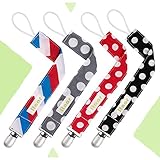 Itaar Pacifier Clip Schnullerketten Schnullerband aus Baumwolle 4 Stück - 5