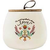 Chumbak Ivory Ceramic Storage Jar with Wooden Lid 1100ml – Airtight Kitchen Container for Sugar, Snacks, Tea, Coffee, Dry Fru