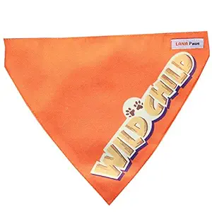 Lana Paws Wild Child Comfortable Dog Bandana/Scarf (Orange, Adjustable)