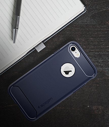 Spigen Rugged Armor  Funda  para iPhone 8 7  rugosa  absorci  n de golpes  dise  o de fibra de carbono   Azul  Midnight Blue 