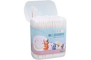 ‎TOYANDONA TOYANDONA 400 Stück Baby Wattestäbchen Runder Kopf Qtip für Babyohr Nase Saubere Baumwolle Doppelt Gekippte Papierstifte Mehrzweck-Wattestäbchen (Weiß)