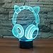 Produktbild 3D Illusion Lampe LED Nachtlicht, EASEHOME Optische 3D-Illusions-Lampen Tischlampe Nachtlichter 7 Farben Berührungsschalter Schreibtischlampe mit 150cm USB-Kabel Kinder Nachtlampe, Kopfhörer