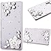 Produktbild GrandEver Sony Xperia Z5 Hardcase Hülle Bumper Durchsichtige Hartschale Glitzer Dimant PC Rückschale Transparent Schutzhülle mit Weiße Blume Bling Muster Klar Dünne Ultra Slim Rückseite Clear Case Cover Handy Tasche Premium Handyhülle Backcover