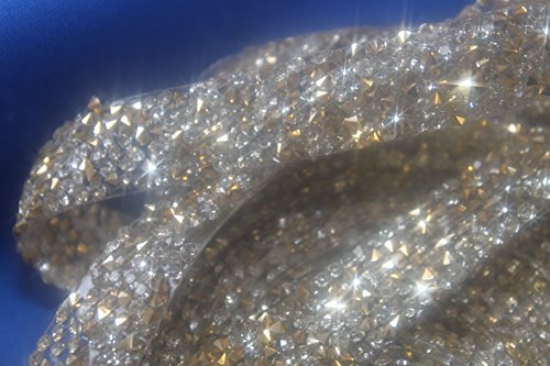 Strass-Band, Farbe Gold und Kristall, selbstklebend zum Aufbügeln 45 cm x 1,5 cm