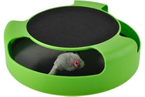 Iso Trade Cuidado de Las uñas para Gatos Cat Toy Catch The Mouse Plastic Plush Scratching Plate Entertainment # 5404